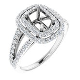 14K White 7x5 mm Emerald 5/8 CTW Natural Diamond Semi-Set Engagement Ring 